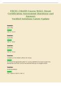 EXCEL CRASH Course WALL Street&NewLine;Certification Assessment Questions and&NewLine;Answers&NewLine;Verified Solutions Latest Update