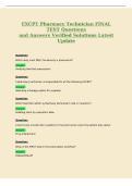 EXCPT Pharmacy Technician FINAL&NewLine;TEST Questions&NewLine;and Answers Verified Solutions Latest&NewLine;Update