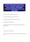 NY Real Estate Exam Actual Exam &lpar; Version&rpar; &vert; Complete Questions and Correct Answers with Detailed Explanations&vert; Verified Answers with 100&percnt; 2026