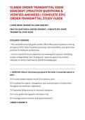 CLN500 ORDER TRANSMITTAL EXAM 2026&sol;2027 &vert; PRACTICE QUESTIONS & VERIFIED ANSWERS &vert; COMPLETE EPIC ORDER TRANSMITTAL STUDY GUIDE