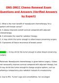 ONS ONCC Chemo Renewal Actual Exam 2026 Questions and Answers &lpar;Latest 2026 &sol; 2027 Update&rpar; &lpar;Verified Answers by Expert&rpar; 100&percnt; Correct &vert; Grade A&plus;