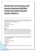 100 RNC-NIC Practice Questions with &NewLine;Answers & Rationales MATERNAL &NewLine;HISTORY AND LABOR & DELIVERY &NewLine;ALREADY GRADED A&plus; 