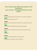 FAA Commercial Pilot Knowledge TEST&NewLine;Questions&NewLine;and Answers Verified Solutions Latest&NewLine;Update