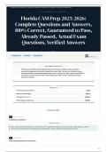 Florida CAM Prep 2025 2026 Complete Questions and Answers&comma; 100&percnt; &vert; Correct&comma; Guaranteed to Pass&comma; Already Passed&comma; Actual Exam Questions&comma; Verified Answers