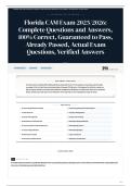 Florida CAM Exam 2025 2026 Complete Questions and Answers&comma; 100&percnt; &vert; Correct&comma; Guaranteed to Pass&comma; Already Passed&comma; Actual Exam Questions&comma; Verified Answers