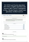 NCC EFM Exam Practice Questions 2026&sol;2027 Complete Questions and Answers&comma; 100&percnt; &vert; Correct&comma; Guaranteed to Pass&comma; Already Passed&comma; Actual Exam Questions&comma; Verified Answers