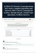 ACTION CPT Practice Exam Questions 2025 2026 Complete Questions and Answers&comma; 100&percnt; &vert; Correct&comma; Guaranteed to Pass&comma; Already Passed&comma; Actual Exam Questions&comma; Verified Answers