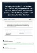 Pathophysiology BIOD 331 Module 1 2025 2026 Complete Questions and Answers&comma; 100&percnt; &vert; Correct&comma; Guaranteed to Pass&comma; Already Passed&comma; Actual Exam Questions&comma; Verified Answers
