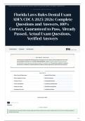 Florida Laws Rules Dental Exam ADEX CDCA 2025 2026 Complete Questions and Answers&comma; 100&percnt; &vert; Correct&comma; Guaranteed to Pass&comma; Already Passed&comma; Actual Exam Questions&comma; Verified Answers