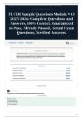 FL CDR Sample Questions Module 9-15 2025 2026 Complete Questions and Answers&comma; 100&percnt; &vert; Correct&comma; Guaranteed to Pass&comma; Already Passed&comma; Actual Exam Questions&comma; Verified Answers