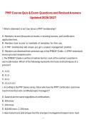 PMP Course Quiz & Exam Questions and Revised Answers Updated 2026&sol;2027 &ndash; Project Management Professional Study Guide