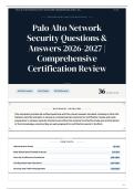 Palo Alto Network Security Questions & Answers 2026-2027 Comprehensive Certification Review