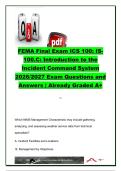 FEMA ICS 100 Final Exam IS-100&period;C 2026&sol;2027 &vert; 24 Questions & Answers &vert; NIMS&comma; Incident Command&comma; Unified Command & ICS Functions