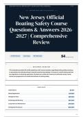 New Jersey Official Boating Safety Course Questions & Answers 2026&sol;2027 Comprehensive Review