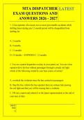 MTA DISPATCHER &NewLine;EXAM QUESTIONS AND &NewLine;ANSWERS 2026 - 2027