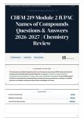 CHEM 219 Module 2 IUPAC Names of Compounds Questions & Answers 2026-2027 Chemistry Review