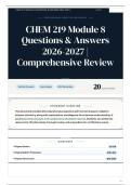 CHEM 219 Module 8 Questions & Answers 2026-2027 Comprehensive Review