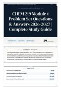 CHEM 219 Module 1 Problem Set Questions & Answers 2026-2027 Complete Study Guide