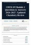 CHEM 219 Module 2 Questions & Answers 2026-2027 Updated Chemistry Review
