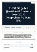 CHEM 219 Quiz 3 Questions & Answers 2026-2027 Comprehensive Exam Prep