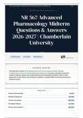 NR 567 Advanced Pharmacology Midterm Questions & Answers 2026-2027 Chamberlain University