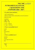 NSG 240 &NewLine;FUNDAMENTALS EXAM &NewLine;1 QUESTIONS AND &NewLine;ANSWERS 2026 - 2027