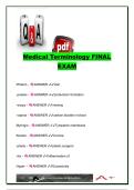 Medical Terminology Final Exam 2026&sol;2027 &vert; 100&plus; Questions & Answers &vert; Prefixes&comma; Suffixes&comma; Diseases&comma; Diagnostics & Anatomy