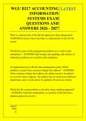WGU D217 ACCOUNTING &NewLine;INFORMATION &NewLine;SYSTEMS EXAM &NewLine;QUESTIONS AND &NewLine;ANSWERS 2026 - 2027 