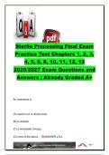 Sterile Processing Final Exam 2026&sol;2027 &vert; 240&plus; Questions & Answers &vert; Decontamination&comma; Sterilization&comma; Instruments&comma; Infection Control & Endoscopes &vert; Chapters 1&ndash;6&comma; 8&comma; 10&ndash;13