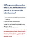 Risk Management Fundamentals Exam &NewLine;Questions and Correct Answers &lpar;Verified &NewLine;Answers&rpar; Plus Rationale 2027 Q&A&vert; &NewLine;Instant Download Pdf