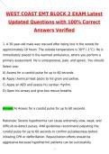 West Coast EMT Block 2 Exam Updated 2026 Actual Questions and Correct Answers &lpar;Latest 2026 &sol; 2027 Update&rpar; Graded A&plus; 100&percnt; Guarantee Verified by Experts