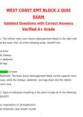 WEST COAST EMT Block 2 Quiz Exam Updated 2026 Actual Questions and Correct Answers &lpar;Latest 2026 &sol; 2027 Update&rpar; Graded A&plus; 100&percnt; Guarantee Verified by Experts