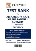Alexander's Care of the Patient in Surgery 17th Edition - Test Bank by Jane C&period; Rothrock&NewLine;