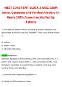 West Coast EMT Block 3 Quiz Exam Updated 2026 Actual Questions and Correct Answers &lpar;Latest 2026 &sol; 2027 Update&rpar; Graded A&plus; 100&percnt; Guarantee Verified by Experts