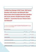 Certified Case Manager &lpar;CCM&reg;&rpar; Exam&colon; 200 Practice &NewLine;Questions with Answers and Rationales Most &NewLine;Recent Exam Actual Complete Real Exam Questions &NewLine;And Correct Answers &lpar;Verified Answers&rpar; Already &NewLine;Graded A&plus; &vert; Guaranteed Success&excl;&excl; Newest Exam &vert; &NewLine;Just Releas