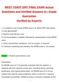 West Coast EMT Final Exam Updated 2026 Actual Questions and Correct Answers &lpar;Latest 2026 &sol; 2027 Update&rpar; Graded A&plus; 100&percnt; Guarantee Verified by Experts