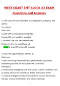 West Coast EMT Block &num;2 Exam Updated 2026 Actual Questions and Correct Answers &lpar;Latest 2026 &sol; 2027 Update&rpar; Graded A&plus; 100&percnt; Guarantee Verified by Experts