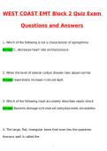WEST COAST EMT Block 2 Quiz Exam Updated 2026 Actual Questions and Correct Answers &lpar;Latest 2026 &sol; 2027 Update&rpar; Graded A&plus; 100&percnt; Guarantee Verified by Experts