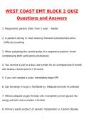 West Coast EMT Ultimate Exams Prep Bundle Block 1-4 Quiz Exam Updated 2026 Actual Questions and Correct Answers &lpar;Latest 2026 &sol; 2027 Update&rpar; Graded A&plus; 100&percnt; Guarantee Verified by Experts