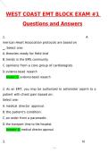 West Coast EMT Block Exam &num;1 - &num;3 Bundle Updated 2026 Actual Questions and Correct Answers &lpar;Latest 2026 &sol; 2027 Update&rpar; Graded A&plus; 100&percnt; Guarantee Verified by Experts