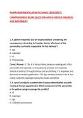 RASMUSSEN MENTAL HEALTH EXAM 1 &lpar;2026&sol;2027&rpar;&NewLine;COMPREHENSIVE EXAM QUESTIONS WITH VERIFIED ANSWERS AND RATIONALES&NewLine;