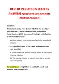 2027 Hesi RN Pediatrics Exam 55 Answers Actual Questions and Correct Answers &lpar;Latest 2026 &sol; 2027 Update&rpar; Graded A&plus; 100&percnt; Guarantee Verified by Experts