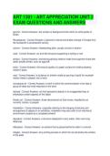 ART 1301 - ART APPRECIATION UNIT 2 EXAM QUESTIONS AND ANSWERS