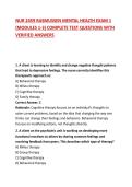 NUR 2459 RASMUSSEN MENTAL HEALTH EXAM 1 &lpar;MODULES 1-3&rpar; COMPLETE TEST QUESTIONS WITH VERIFIED ANSWERS