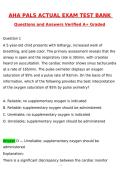 2027 AHA PALS TEST BANK EXAM Actual Questions and Correct Answers &lpar;Latest 2026 &sol; 2027 Update&rpar; Graded A&plus; 100&percnt; Guarantee Verified by Experts