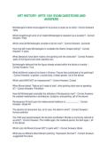 ART HISTORY- ARTS 1301 EXAM QUESTIONS AND ANSWERS