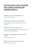 BIOL 1001 EXAM 1 ACTUAL EXAM PAPER&NewLine;2026 COMPLETE QUESTIONS AND&NewLine;ANSWERS GRADED A&plus;