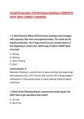 CompTIA Security&plus; SY0-601 Exam Questions COMPLETE WITH 100&percnt; CORRECT ANSWERS