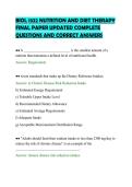 BIOL 1322 NUTRITION AND DIET THERAPY&NewLine;FINAL PAPER UPDATED COMPLETE&NewLine;QUESTIONS AND CORRECT ANSWERS
