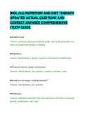 BIOL 1322 NUTRITION AND DIET THERAPY&NewLine;UPDATED ACTUAL QUESTIONS AND&NewLine;CORRECT ANSWERS COMPREHENSIVE&NewLine;STUDY GUIDE